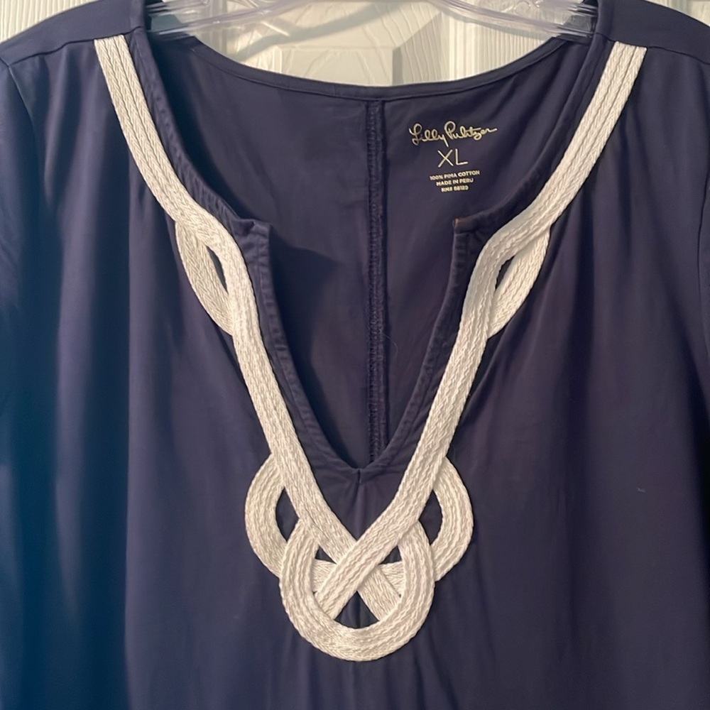 Perfect summer dress! Lilly Pulitzer extra large navy knit, short sleeve dress - Picture 3 of 7